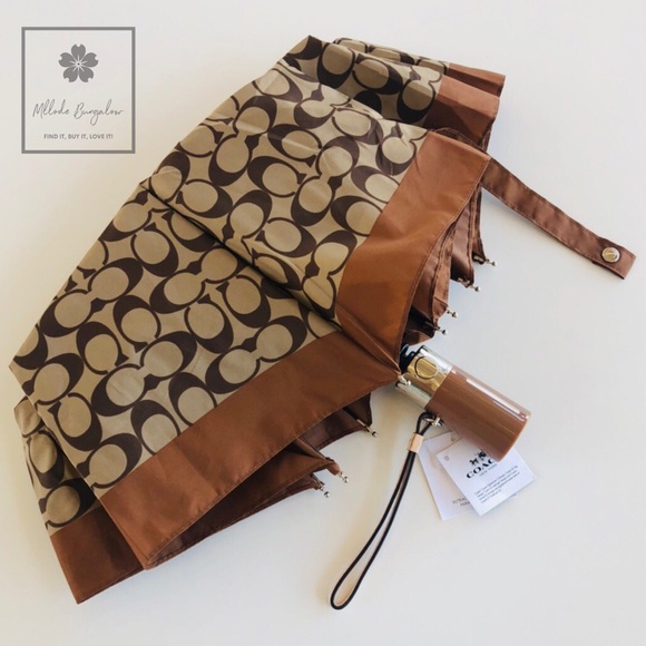 Coach - Signature Umbrella - Full Size - Khaki - Picture 3 of 5